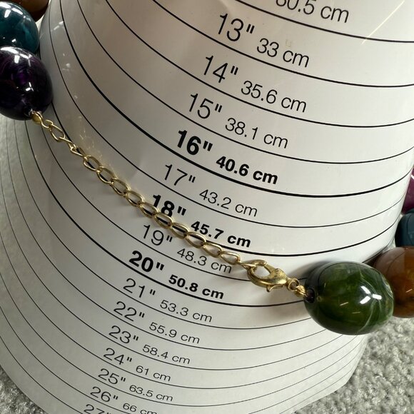 Multicolor Chunky Oval Bead Necklace Extender Chain Lobster Clasp Choker Adjusts - Picture 10 of 16